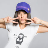 Trucker-Kappe mit Brosche „lila“